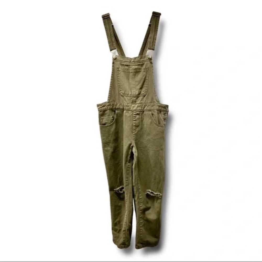 Women's Forever 21 Army Green Distressed Overalls Size M